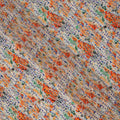 Multicolor Orange-Purple Artistic Dot and Brushstroke Print Viscose Crepe Fabric, 110 Cms Width, Made in India-D23606