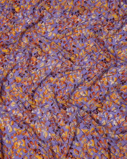 Purple Orange Abstract Animal Print Viscose Crepe Fabric, 110 Cms Width, Made in India-D23607