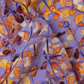 Purple Orange Abstract Animal Print Viscose Crepe Fabric, 110 Cms Width, Made in India-D23607