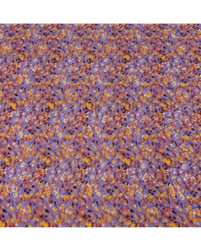 قماش كريب فيسكوز بطبعة حيوانية تجريدية باللون البنفسجي البرتقالي، عرض 110 سم، صنع في الهند - D23607