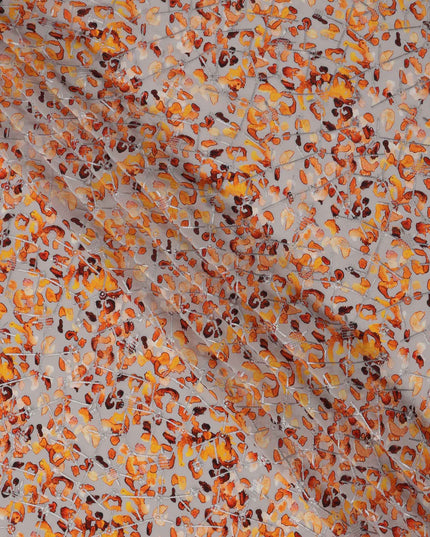 Beige Base Multitone Leopard Print Viscose Crepe Fabric, 110 Cms Width, Made in India-D23609