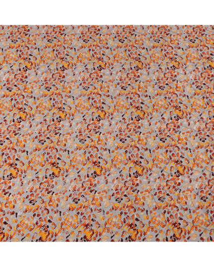 Beige Base Multitone Leopard Print Viscose Crepe Fabric, 110 Cms Width, Made in India-D23609