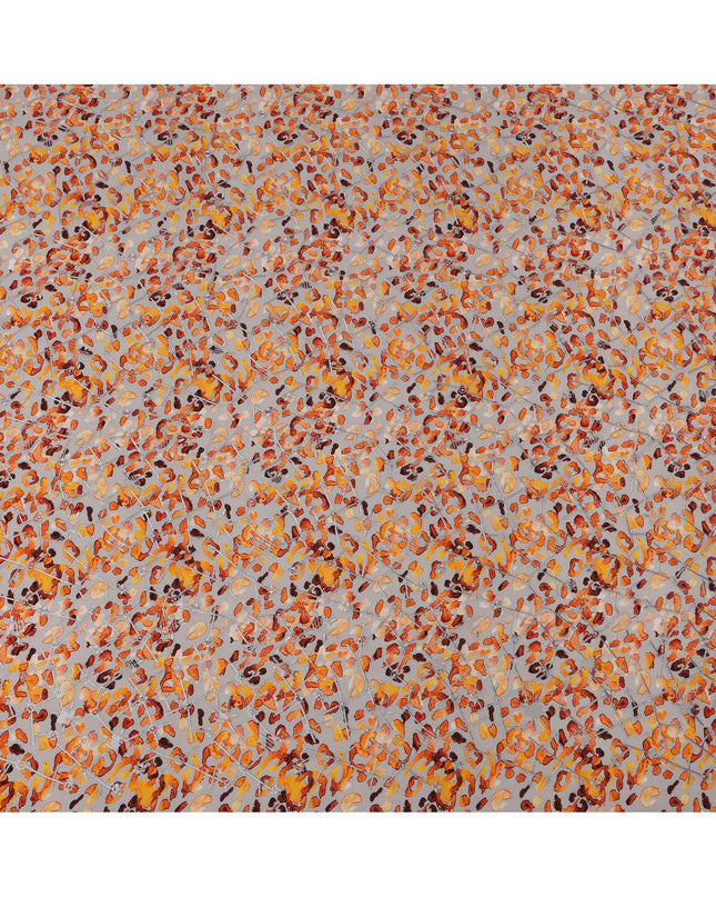 قماش كريب فيسكوز بطبعة جلد النمر متعدد الألوان، قاعدة بيج، عرض 110 سم، صنع في الهند - D23609
