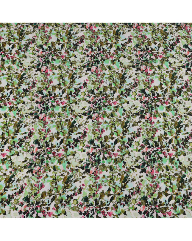 قماش كريب فيسكوز بطبعة زهور مائية متعددة الألوان، قاعدة بيضاء، عرض 110 سم، صنع في الهند - D23610