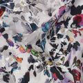 Grey Base Multicolor Butterfly and Floral Digital Print Viscose Crepe Fabric, 110 Cms Width, Made in India-D23612
