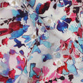White Base Multicolor Floral and Butterfly Digital Print Viscose Crepe Fabric, 110 Cms Width, Made in India-D23613