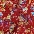 Red Base Multicolor Abstract Floral Digital Print Viscose Crepe Fabric, 110 Cms Width, Made in India-D23617