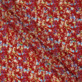 Red Base Multicolor Abstract Floral Digital Print Viscose Crepe Fabric, 110 Cms Width, Made in India-D23617