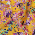 Yellow Base Multicolor Floral Abstract Digital Print Viscose Crepe Fabric, 110 Cms Width, Made in India-D23618