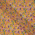 Yellow Base Multicolor Floral Abstract Digital Print Viscose Crepe Fabric, 110 Cms Width, Made in India-D23618