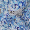 Sky Blue and White Floral Digital Print Viscose Crepe Fabric, 110 Cms Width, Made in India-D23620