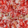 Red and White Abstract Floral Digital Print Viscose Crepe Fabric, 110 Cms Width, Made in India-D23621