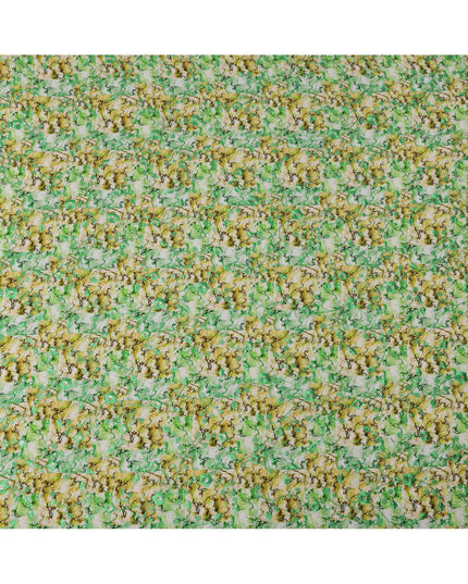 Lime Green and Yellow Abstract Floral Digital Print Viscose Crepe Fabric, 110 Cms Width, Made in India-D23622