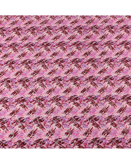 Pink and Maroon Abstract Brushstroke Digital Print Viscose Crepe Fabric, 110 Cms Width, Made in India-D23625