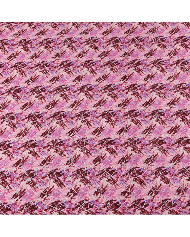 قماش كريب فيسكوز بطباعة رقمية تجريدية باللونين الوردي والأحمر الداكن، عرض 110 سم، صنع في الهند - D23625