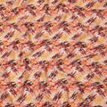 Peach and Rust Abstract Brushstroke Digital Print Viscose Crepe Fabric, 110 Cms Width, Made in India-D23626