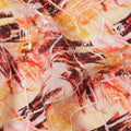 Peach and Rust Abstract Brushstroke Digital Print Viscose Crepe Fabric, 110 Cms Width, Made in India-D23626