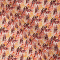 Peach and Rust Abstract Brushstroke Digital Print Viscose Crepe Fabric, 110 Cms Width, Made in India-D23626