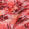 Red and Orange Abstract Brushstroke Digital Print Viscose Crepe Fabric, 110 Cms Width, Made in India-D23627