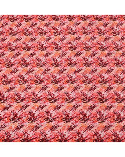 Red and Orange Abstract Brushstroke Digital Print Viscose Crepe Fabric, 110 Cms Width, Made in India-D23627