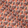 Burnt Orange and Black Abstract Brushstroke Digital Print Viscose Crepe Fabric, 110 Cms Width, Made in India-D23628