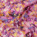 Pink and Yellow Tropical Floral Brushstroke Digital Print Viscose Crepe Fabric, 110 Cms Width, Made in India-D23629