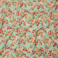 Mint Green Base Multicolor Floral Watercolor Digital Print Viscose Crepe Fabric, 110 Cms Width, Made in India-D23631