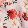 Blush Pink Base Red Floral Watercolor Digital Print Viscose Crepe Fabric, 110 Cms Width, Made in India-D23632