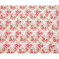 قماش كريب فيسكوز بطباعة رقمية بألوان مائية وزهور وردية بقاعدة بيضاء، عرض 110 سم، صنع في الهند - D23633