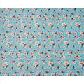 Turquoise Blue Base Peach Floral Digital Printed Cotton Lawn Fabric, 110 Cms Width, Made in India-D23637