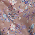 Warm Taupe Base Blue & Purple Floral Digital Printed Cotton Lawn Fabric, 110 Cms Width, Made in India-D23639