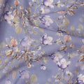 Lavender Blue Base Soft Lilac & Beige Floral Digital Printed Cotton Lawn Fabric, 110 Cms Width, Made in India-D23640