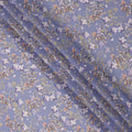 Lavender Blue Base Soft Lilac & Beige Floral Digital Printed Cotton Lawn Fabric, 110 Cms Width, Made in India-D23640