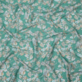 Emerald Green Base Botanical Leaf Printed Cotton Lawn Fabric, 110 Cms Width, Made in India-D23644