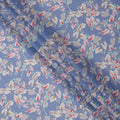 Dusty Blue Base Multicolor Botanical Leaf Printed Cotton Lawn Fabric, 110 Cms Width, Made in India-D23646