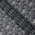 Charcoal Grey Base Teal & Ivory Ornamental Floral Printed Cotton Lawn Fabric, 110 Cms Width, Made in India-D23647