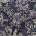 Deep Plum Base Beige & Lavender Ornamental Floral Printed Cotton Lawn Fabric, 110 Cms Width, Made in India-D23648