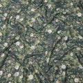Deep Forest Green Base Ivory & Peach Botanical Garden Floral Printed Cotton Lawn Fabric, 110 Cms Width, Made in India-D23650