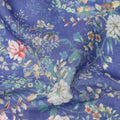 Royal Blue Base Multicolor Floral Garden Printed Cotton Lawn Fabric, 110 Cms Width, Made in India-D23651 Regal Fabrics