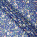 Royal Blue Base Multicolor Floral Garden Printed Cotton Lawn Fabric, 110 Cms Width, Made in India-D23651 Regal Fabrics