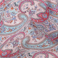 Dusty Pink Base Red & Blue Paisley Motif Printed Cotton Lawn Fabric, 140 Cms Width, Made in Slovakia-D23652