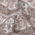 Ivory Base Brown & Grey Paisley Design Printed Cotton Lawn Fabric, 140 Cms Width, Made in Slovakia-D23653