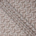 Ivory Base Brown & Grey Paisley Design Printed Cotton Lawn Fabric, 140 Cms Width, Made in Slovakia-D23653