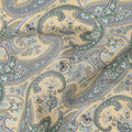 Beige Base Green & Lavender Paisley Printed Cotton Lawn Fabric, 140 Cms Width, Made in Slovakia-D23654