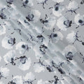 Cool Grey Base White & Charcoal Floral Digital Printed Cotton Lawn Fabric, 140 Cms Width, Made in Slovakia-D23657