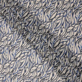 Ivory Base Blue & Charcoal Abstract Leaf Printed Cotton Voile Fabric, 140 Cms Width, Made in Slovakia-D23659