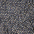 Navy Blue Base Beige & Muted Green Micro Floral Printed Cotton Voile Fabric, 140 Cms Width, Made in Slovakia-D23661