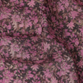 Dark Maroon Base Pink & Mauve Dense Floral Printed Cotton Voile Fabric, 140 Cms Width, Made in Slovakia-D23663