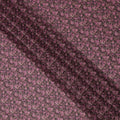 Dark Maroon Base Pink & Mauve Dense Floral Printed Cotton Voile Fabric, 140 Cms Width, Made in Slovakia-D23663