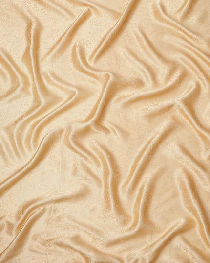 Peach Floral Self-Patterned Silk Satin Fabric, Width 140 Cms, Made in India-D23896